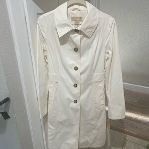 NWT MICHAEL Michael Kors Off White Button-Up Lined Trench Coat